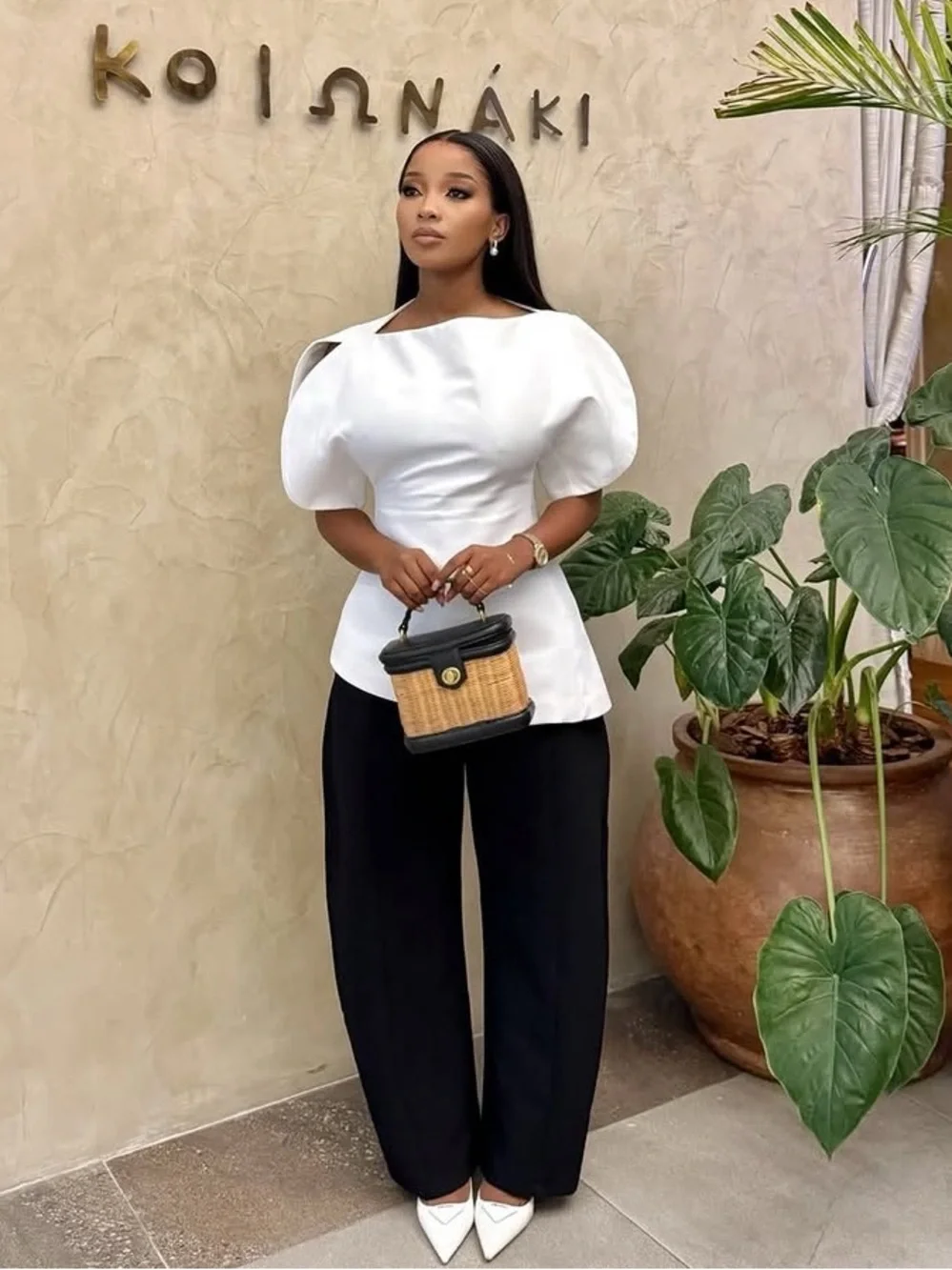 Zara Cream Puff-Sleeve Blouse